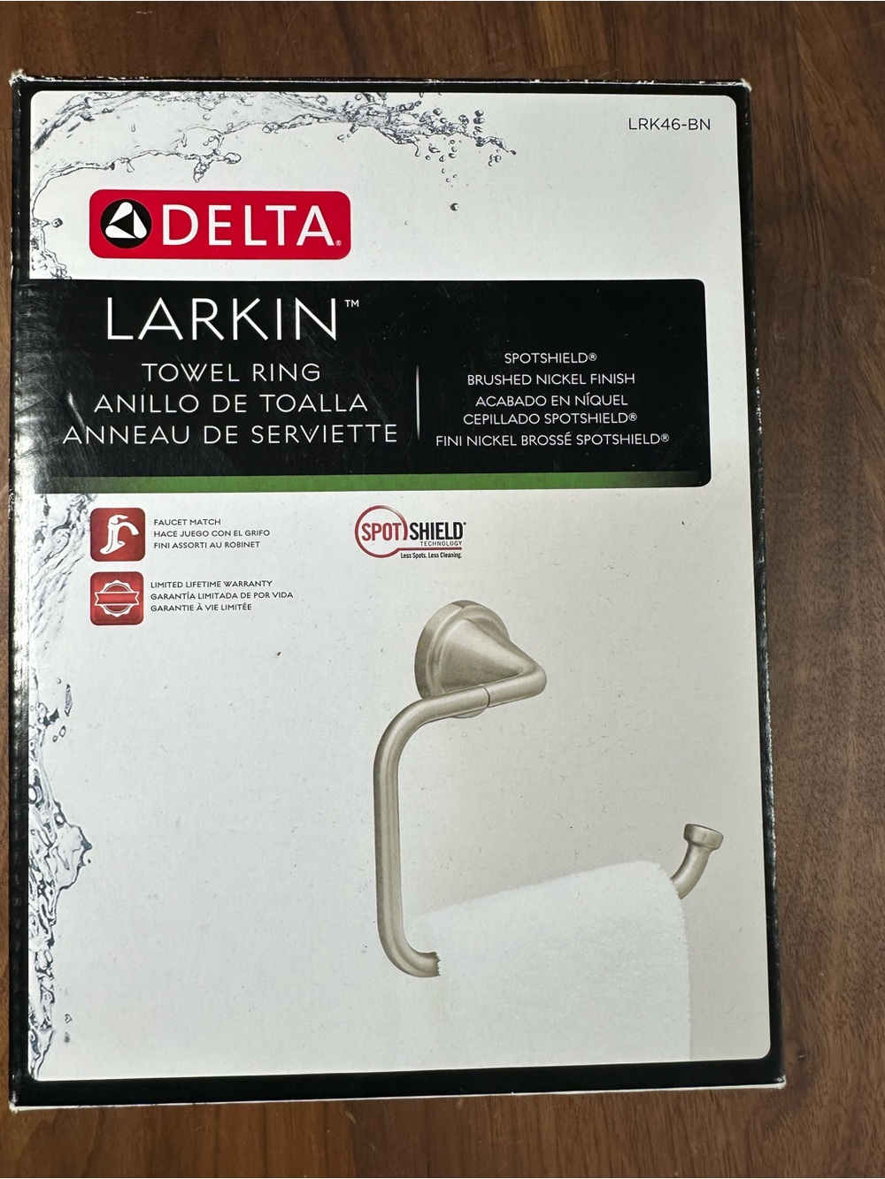 Delta Larkin LRK46-BN Towel Ring SpotShield Brushed Nickel Bathroom Hardware